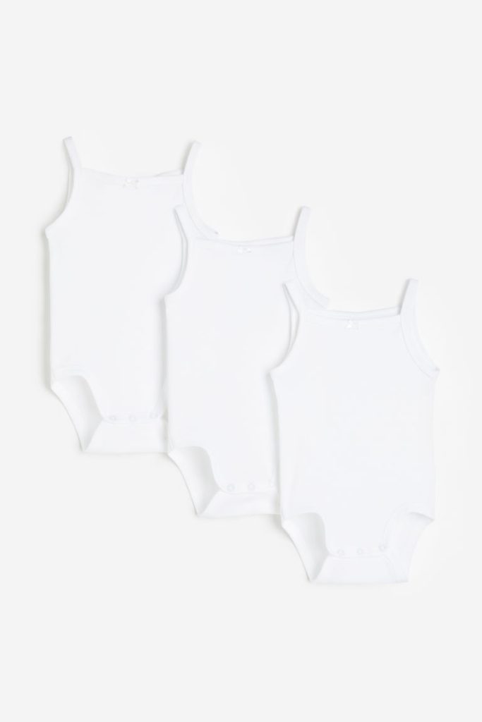 H & M - Set van 3 katoenen rompers - Wit