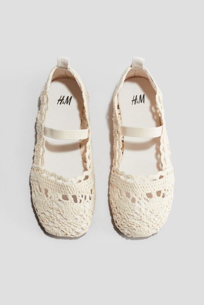 H & M - Ballerina's met gehaakte look - Beige