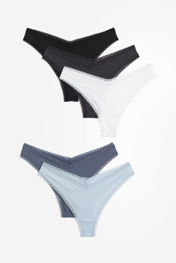 H & M - Set van 5 tricot slips - Brazilian - Blauw