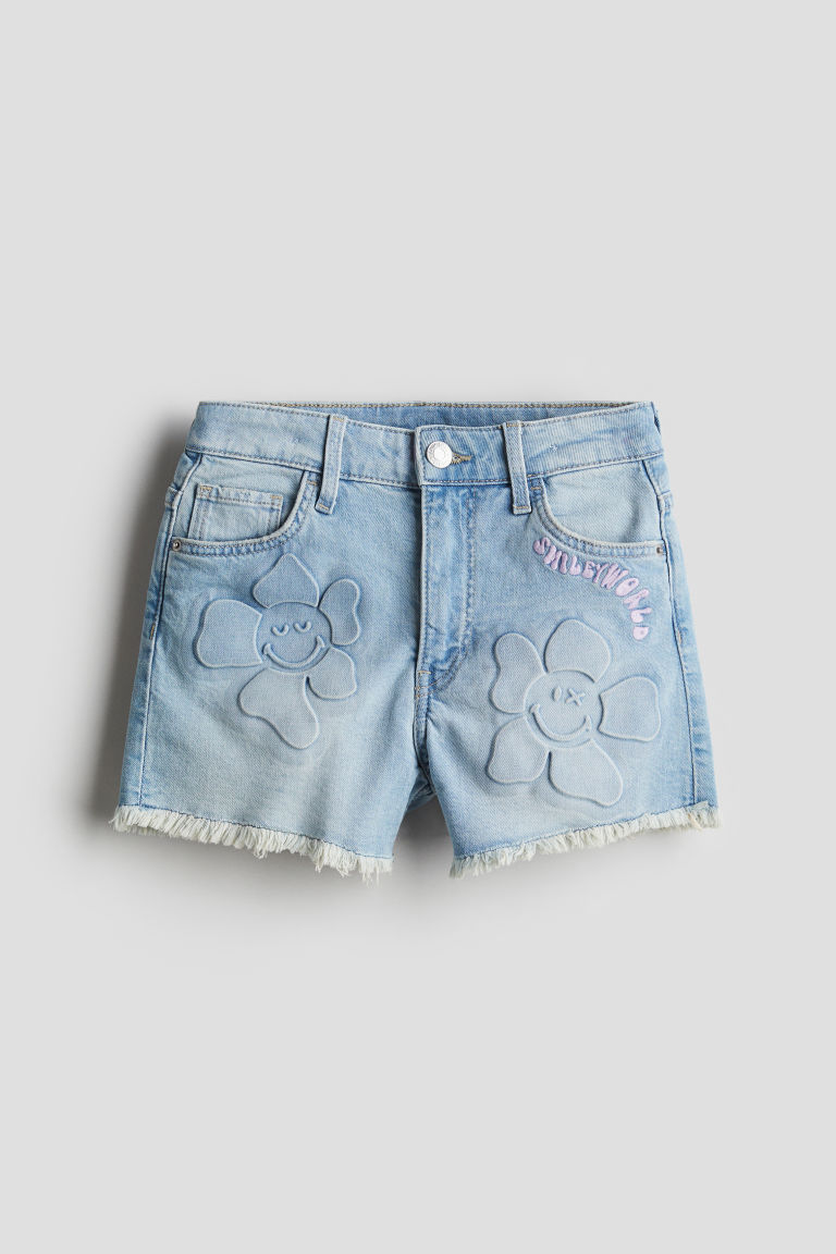 H & M - Denim short met motieven - Blauw