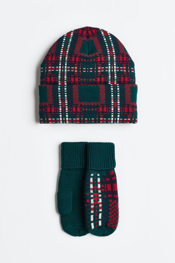 H & M - 2-piece jacquard-knit set - Groen