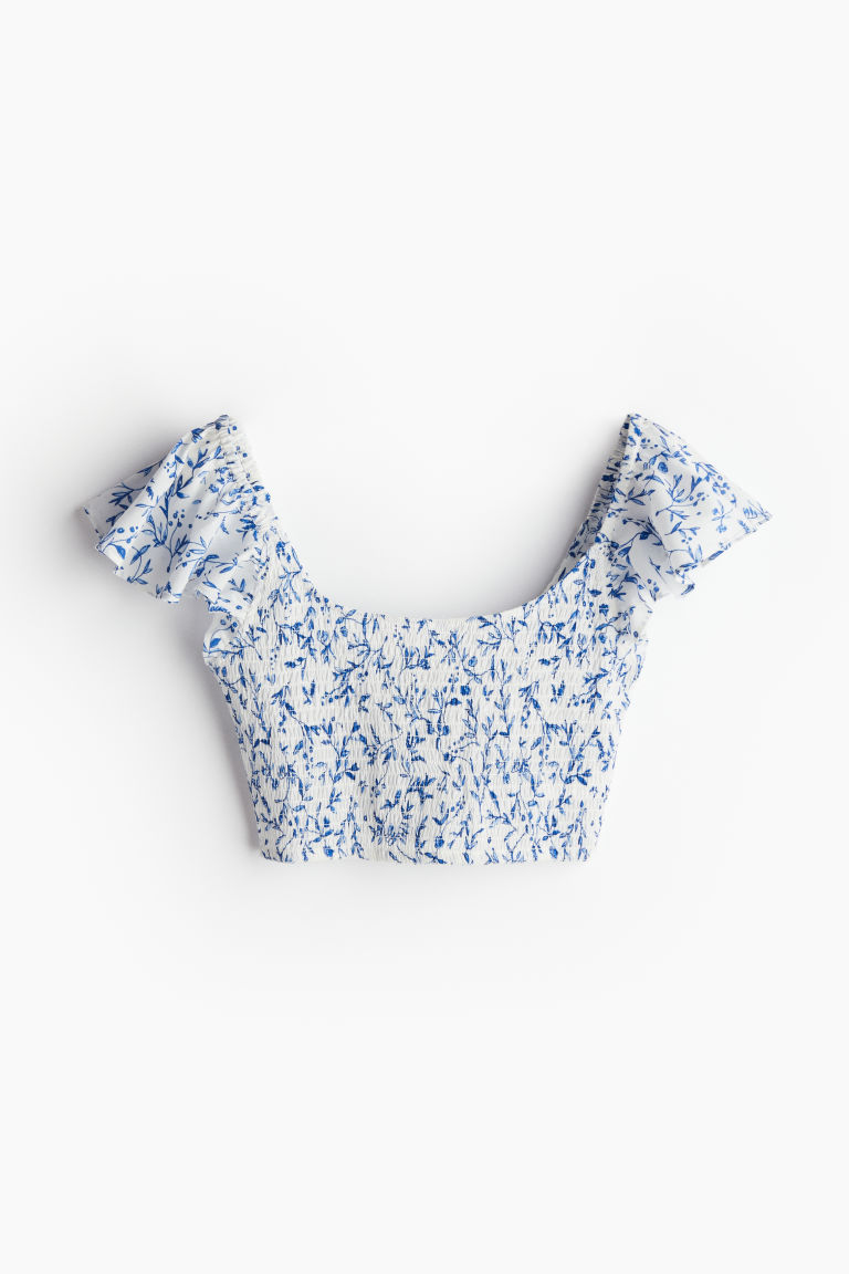 H & M - MAMA Gesmokte croptop - Blauw