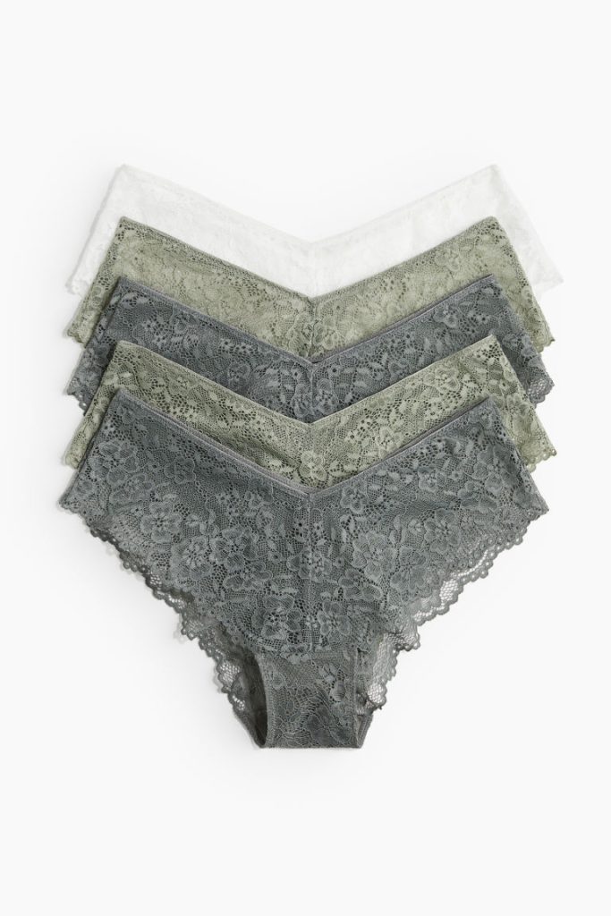 H & M - Set van 5 kanten slips - Hipster - Groen