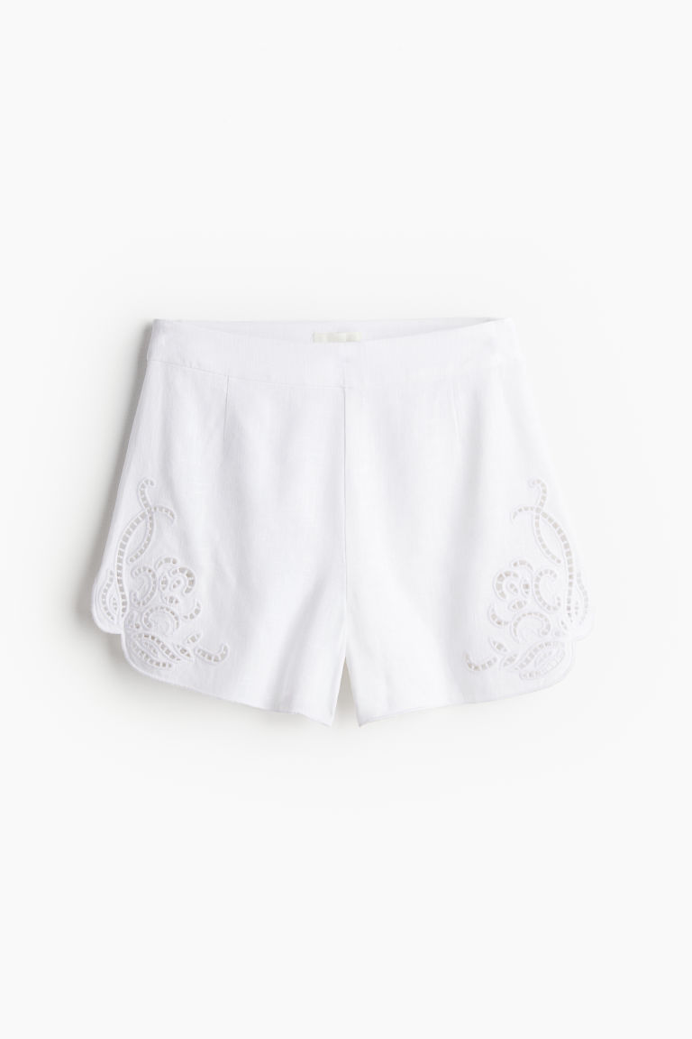 H & M - Short met broderie anglaise - Wit