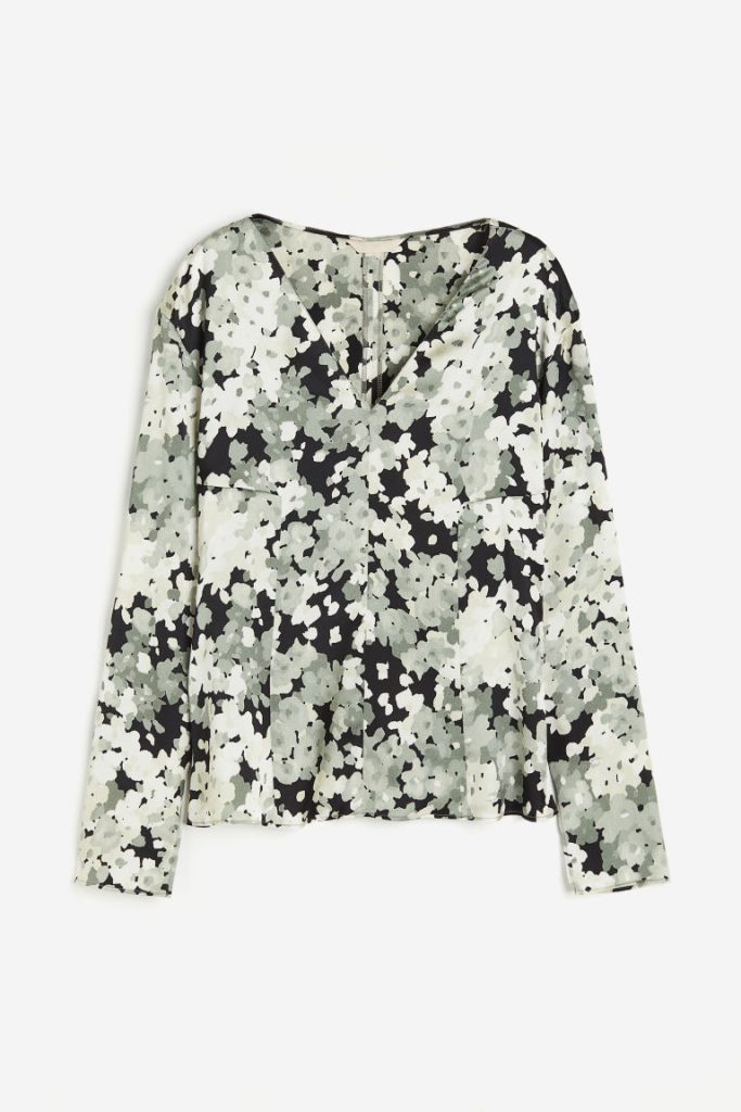 H & M - Satijnen blouse - Zwart