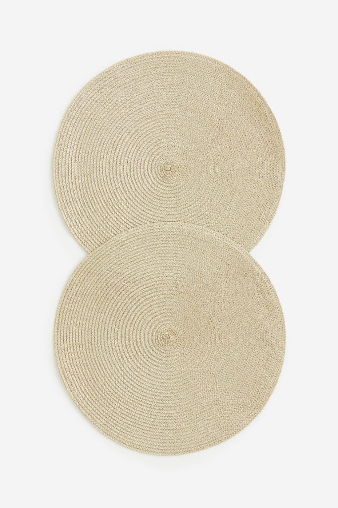 H & M - Set van 2 glitterende placemats - Goud