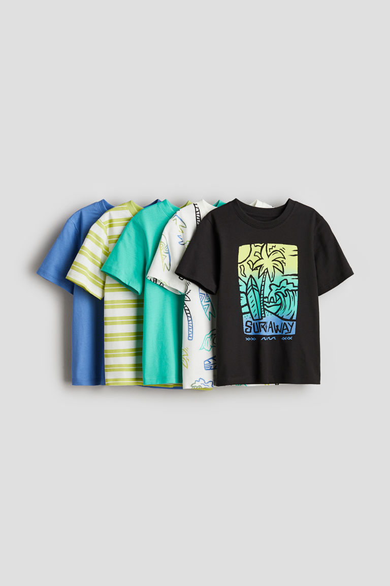 H & M - Set van 5 tricot T-shirts - Grijs