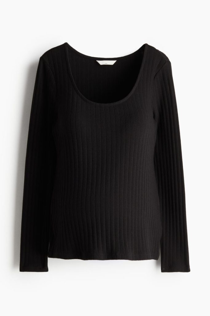 H & M - MAMA Top van ribtricot - Zwart