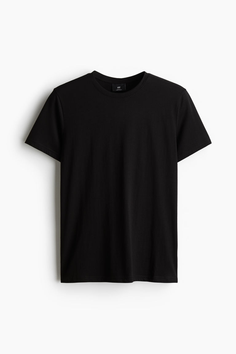 H & M - T-shirt van pimakatoen - Slim Fit - Zwart