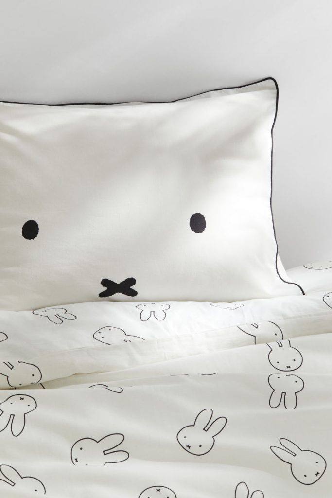 H & M - Katoenen dekbedset met dessin - Wit