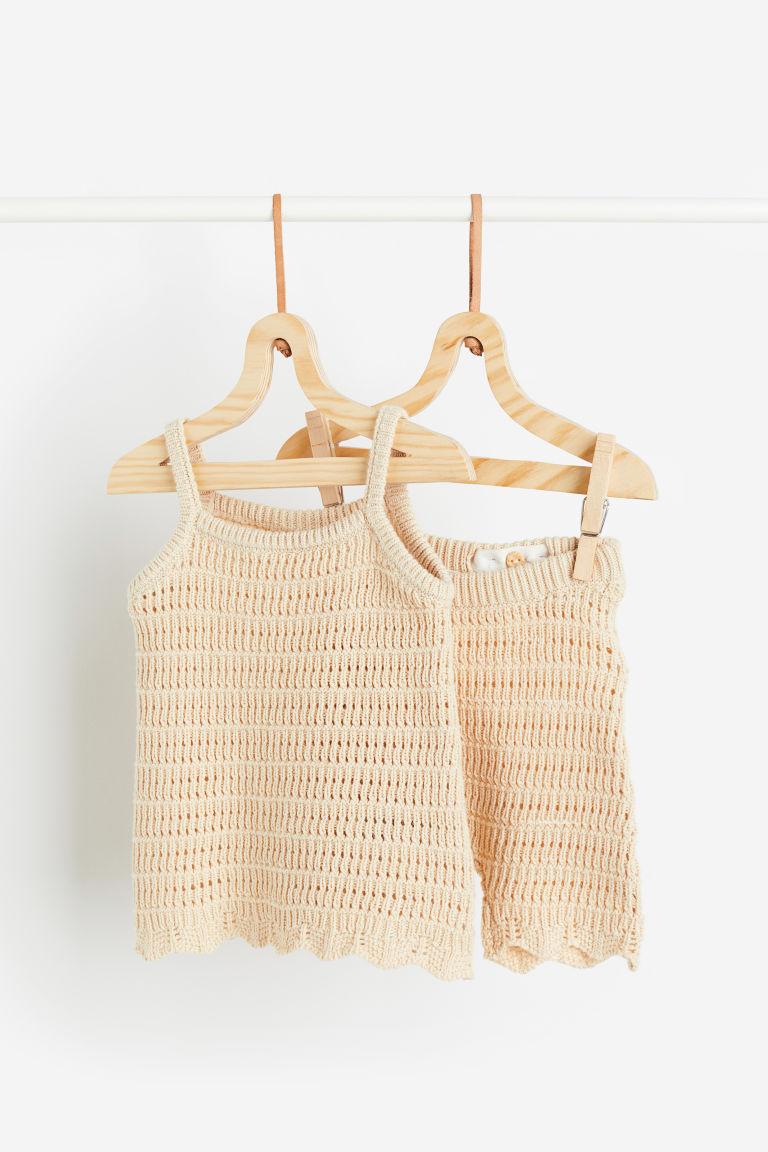 H & M - Tweedelige set met gehaakte look - Beige