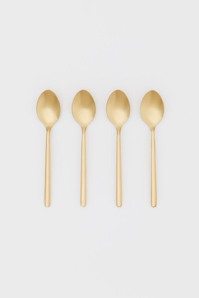 H & M - Set van 4 theelepels - Goud