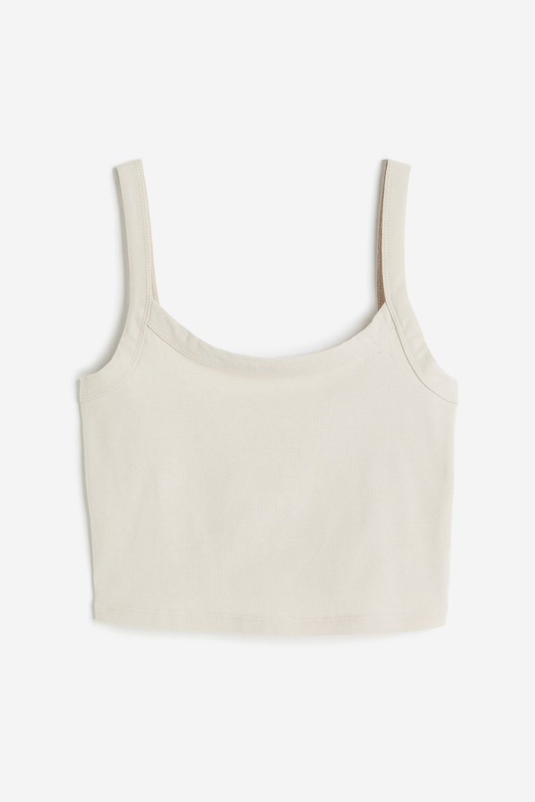 H & M - Cropped straptop - Beige