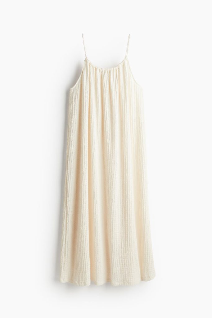 H & M - Strappy jurk van structuurtricot - Wit