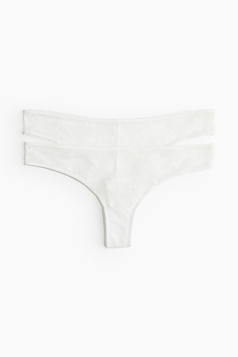 H & M - Set van 2 kanten slips - Brazilian - Wit