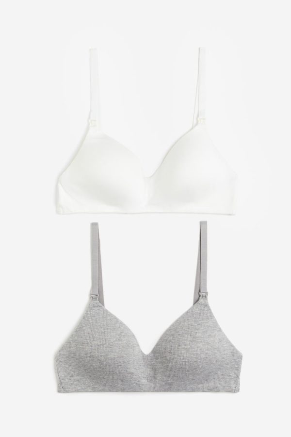 H & M - MAMA Set van 2 padded voedings-bh's van katoen - Grijs