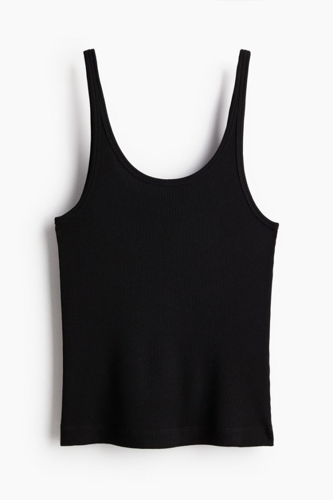 H & M - Geribde singlet - Zwart