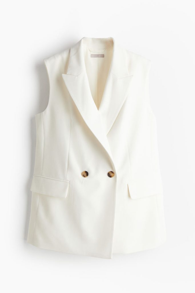 H & M - Mouwloze blazer van twill - Wit