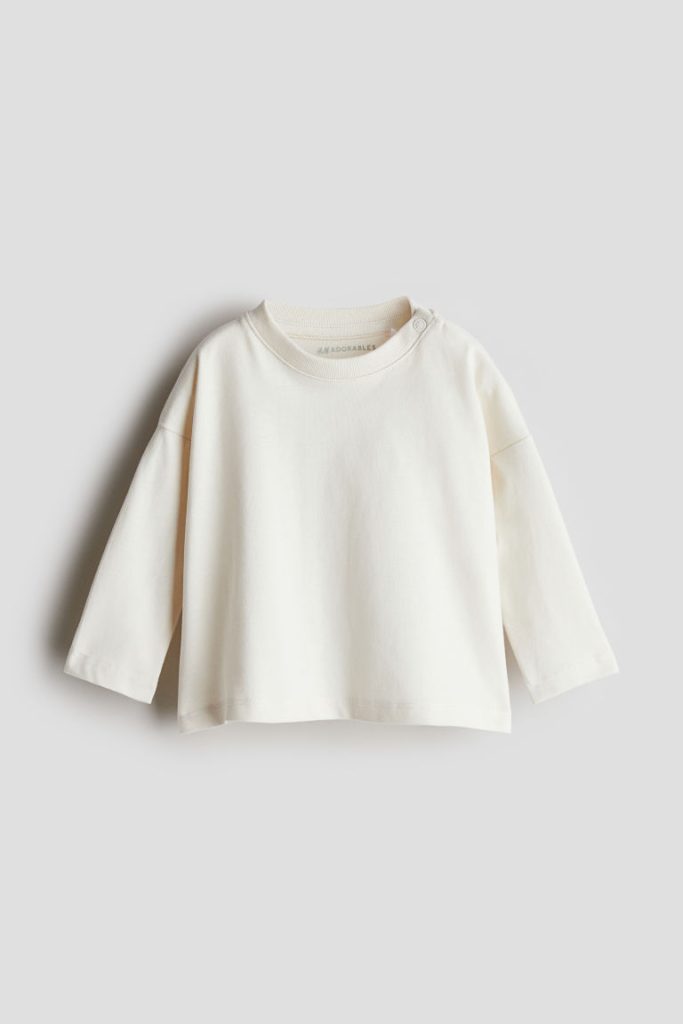 H & M - Katoenen shirt met lange mouwen - Wit