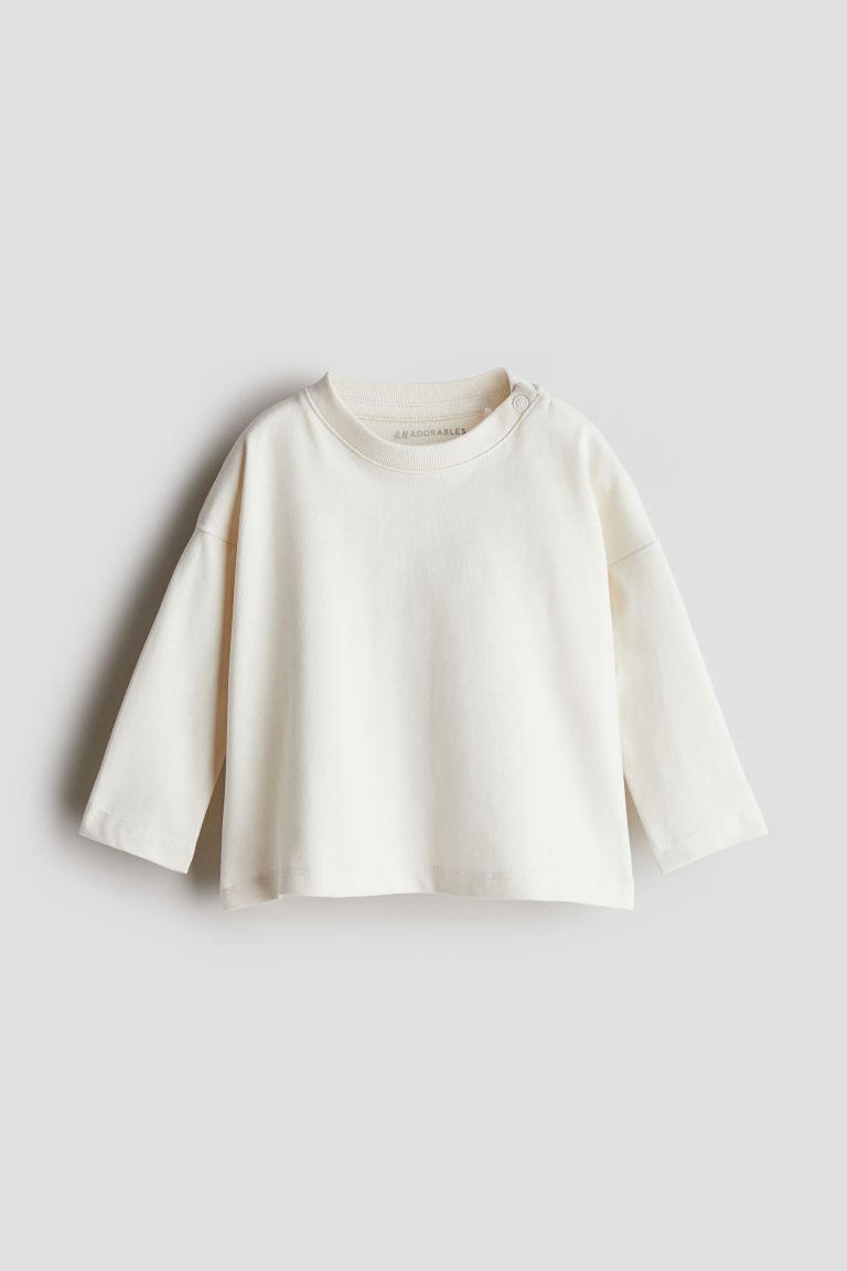 H & M - Katoenen shirt met lange mouwen - Wit