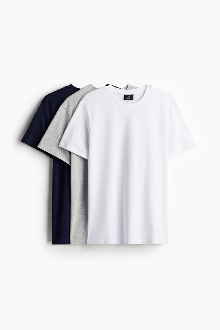 H & M - Set van 3 T-shirts - Regular Fit - Wit