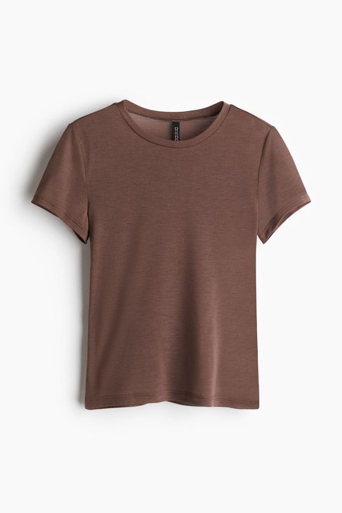 H & M - Nauwsluitend T-shirt - Bruin