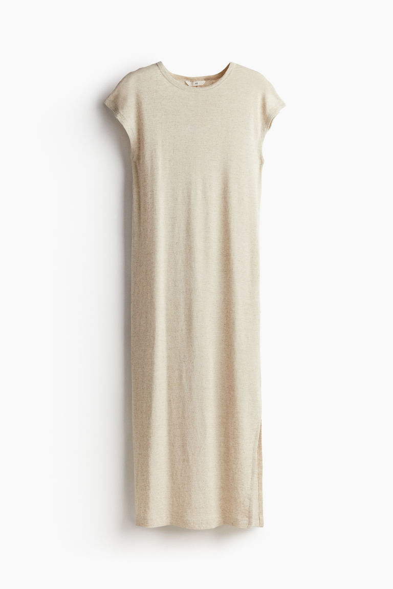 H & M - Midi-jurk van linnenmix - Beige