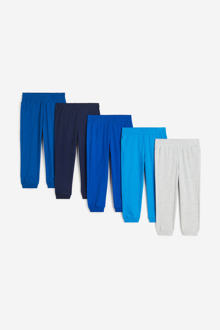 H & M - Set van 5 joggers van katoenen tricot - Blauw