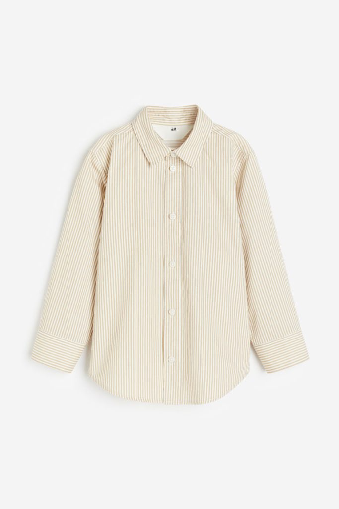 H & M - Katoenen overhemd met lange mouwen - Beige