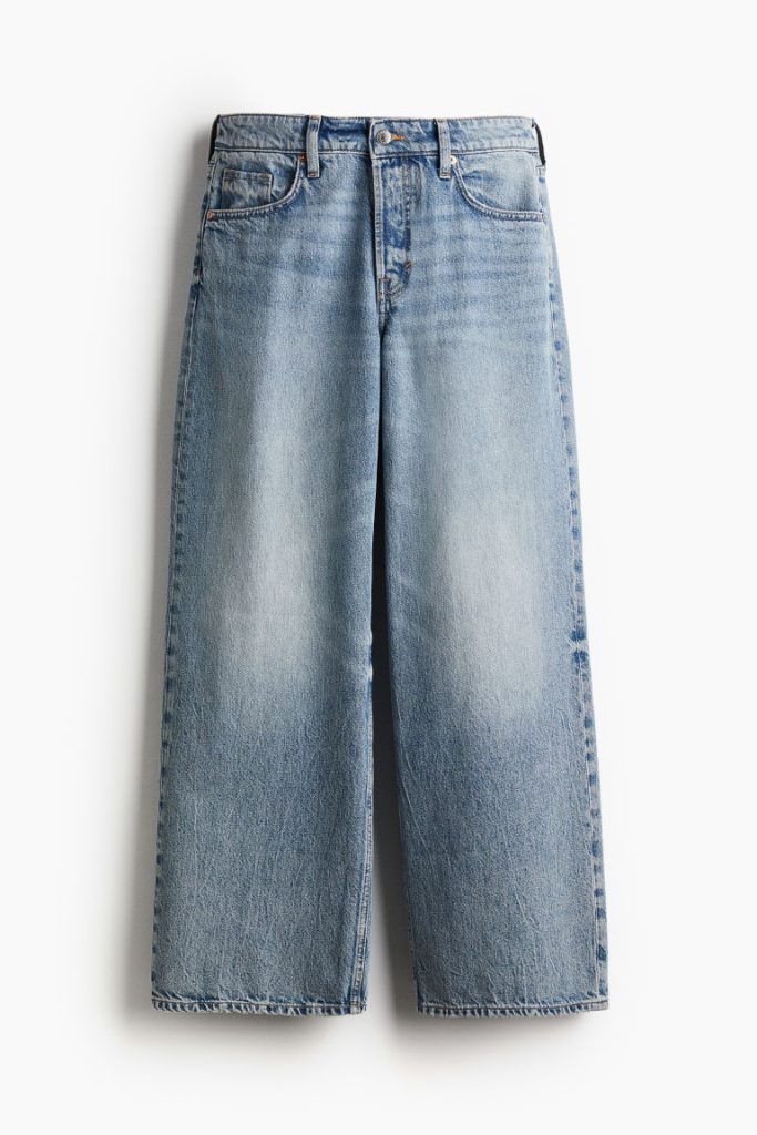 H & M - Baggy Wide Low Jeans - Blauw