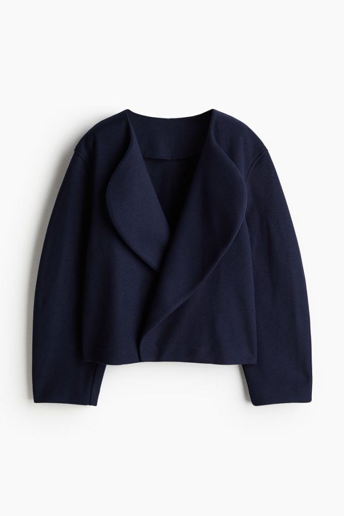 H & M - Gevilt jack met sjaalkraag - Blauw