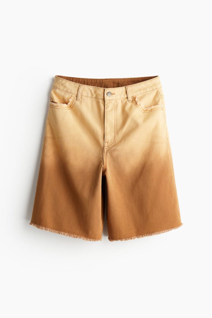 H & M - Bermuda met rafelranden - Beige