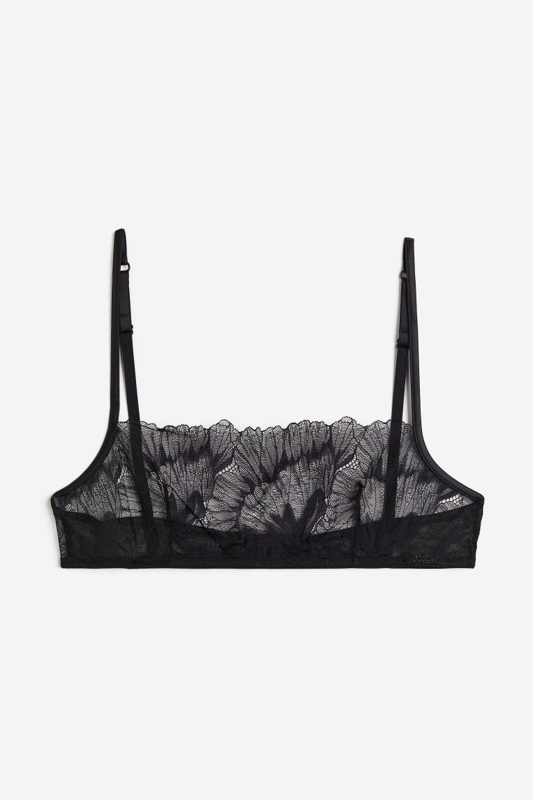 H & M - Kanten bh-top zonder padding - Zwart