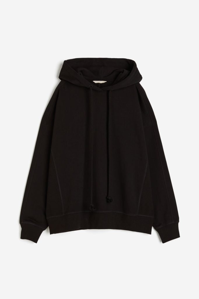 H & M - Oversized katoenen capuchonsweater - Zwart