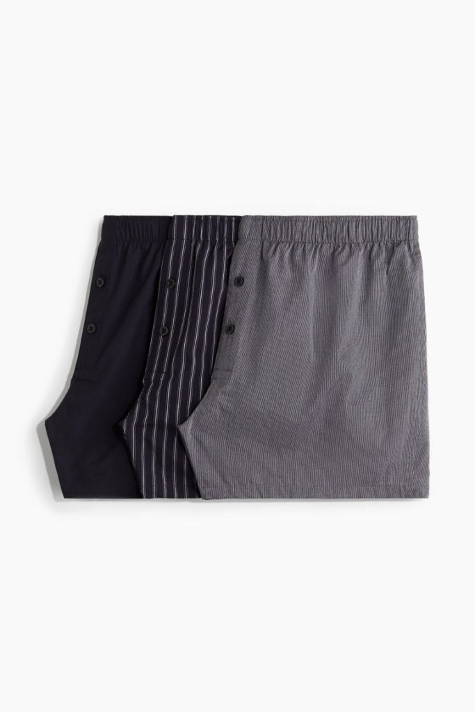 H & M - Set van 3 geweven katoenen boxershorts - Blauw