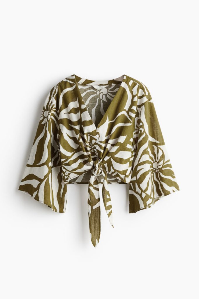 H & M - Blouse met strikdetail - Groen