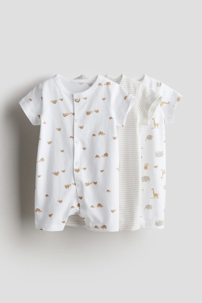 H & M - Set van 3 katoenen pyjamapakjes - Beige