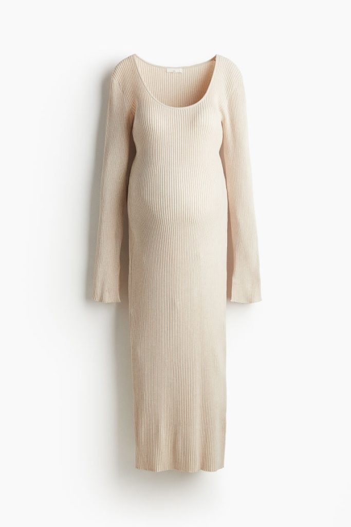 H & M - MAMA Ribgebreide jurk - Beige