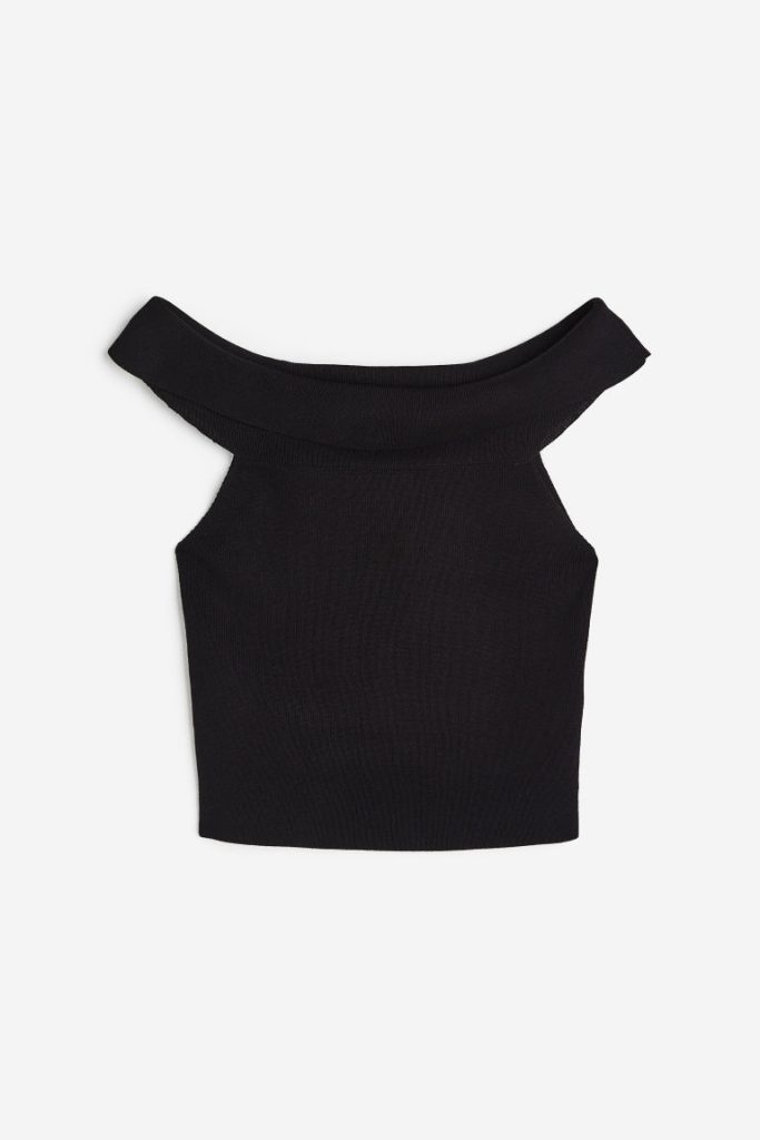 H & M - Mouwloze off-the-shouldertop - Zwart