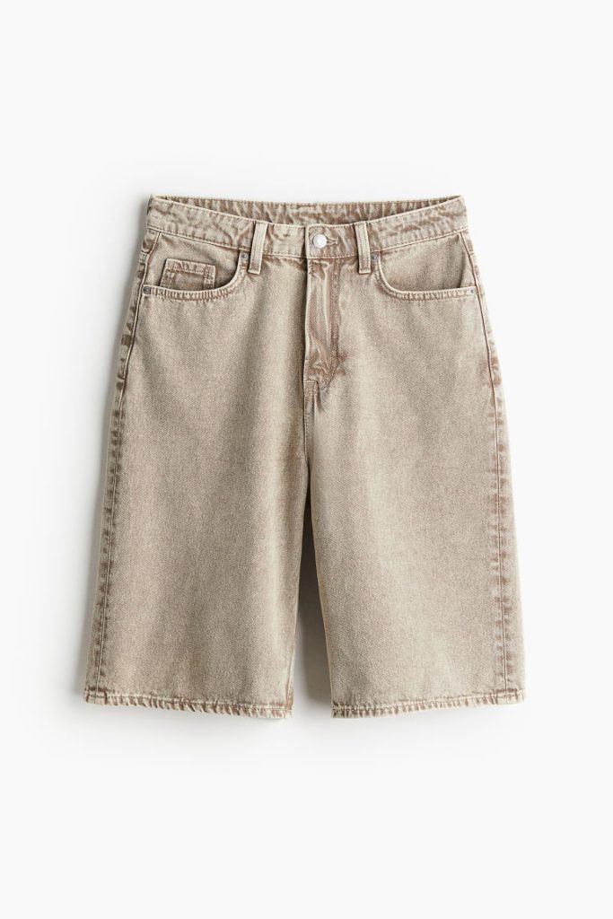 H & M - Bermuda Baggy High Denim short - Beige