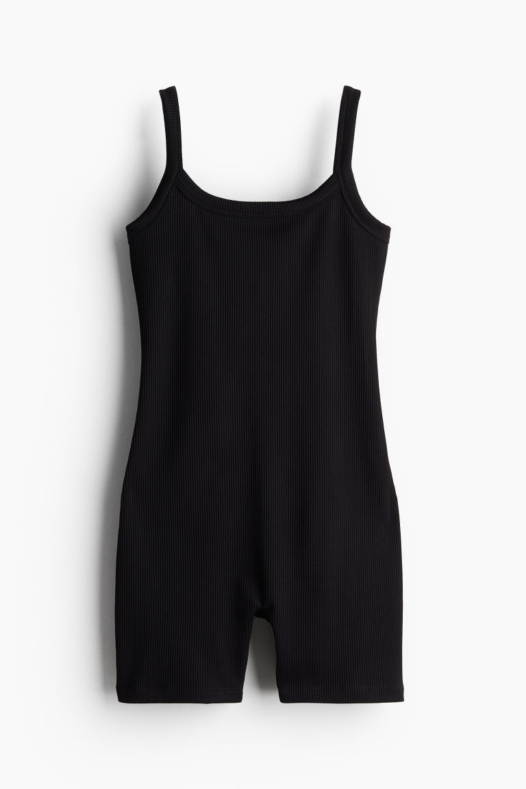 H & M - Geribde bodysuit - Zwart