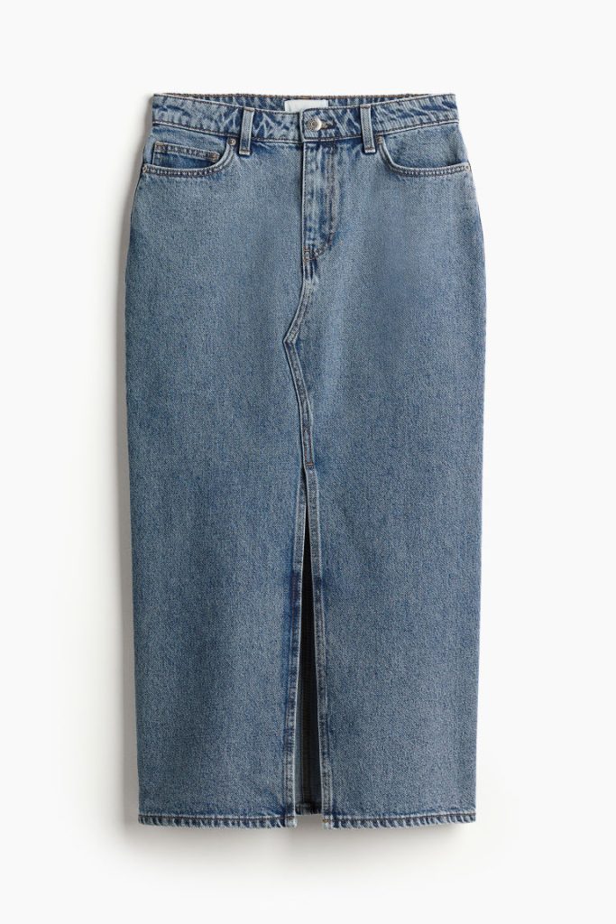 H & M - Denim midirok - Blauw