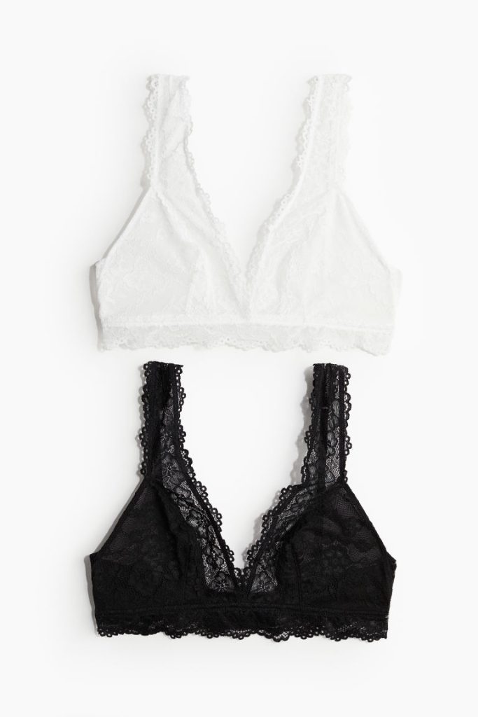 H & M - Set van 2 kanten soft-bh‘s - Zwart