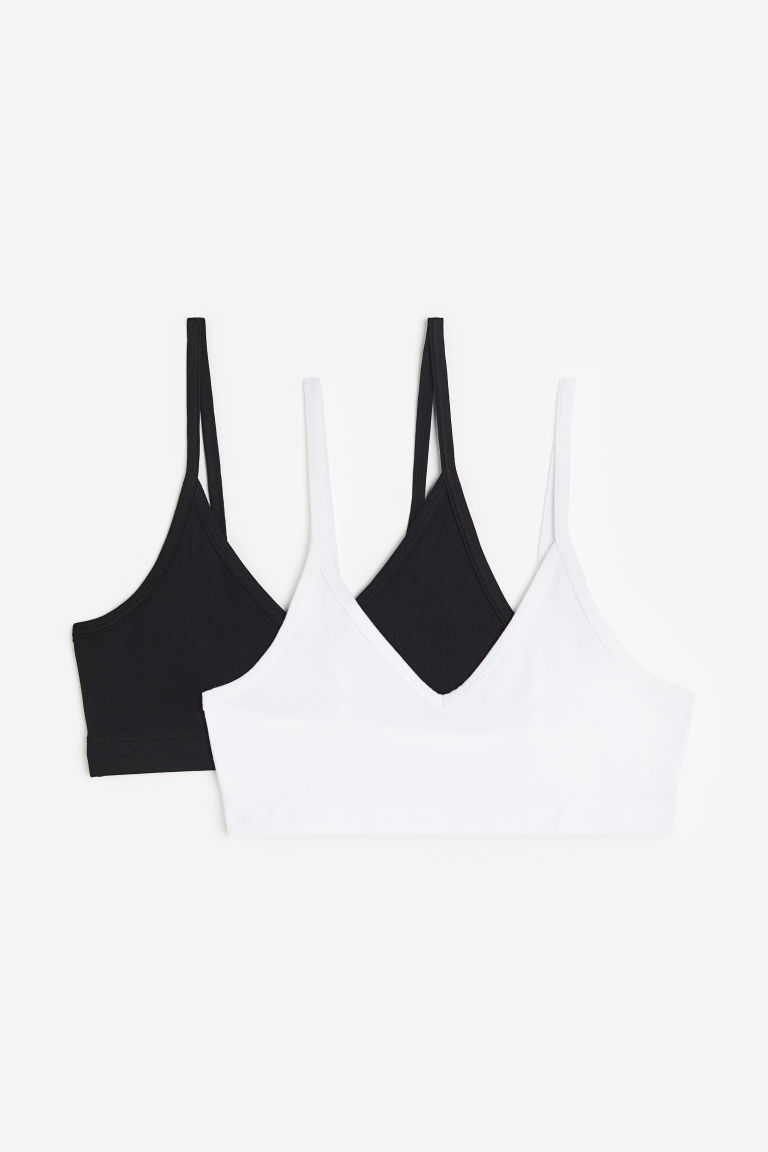 H & M - Set van 2 tricot tops - Zwart