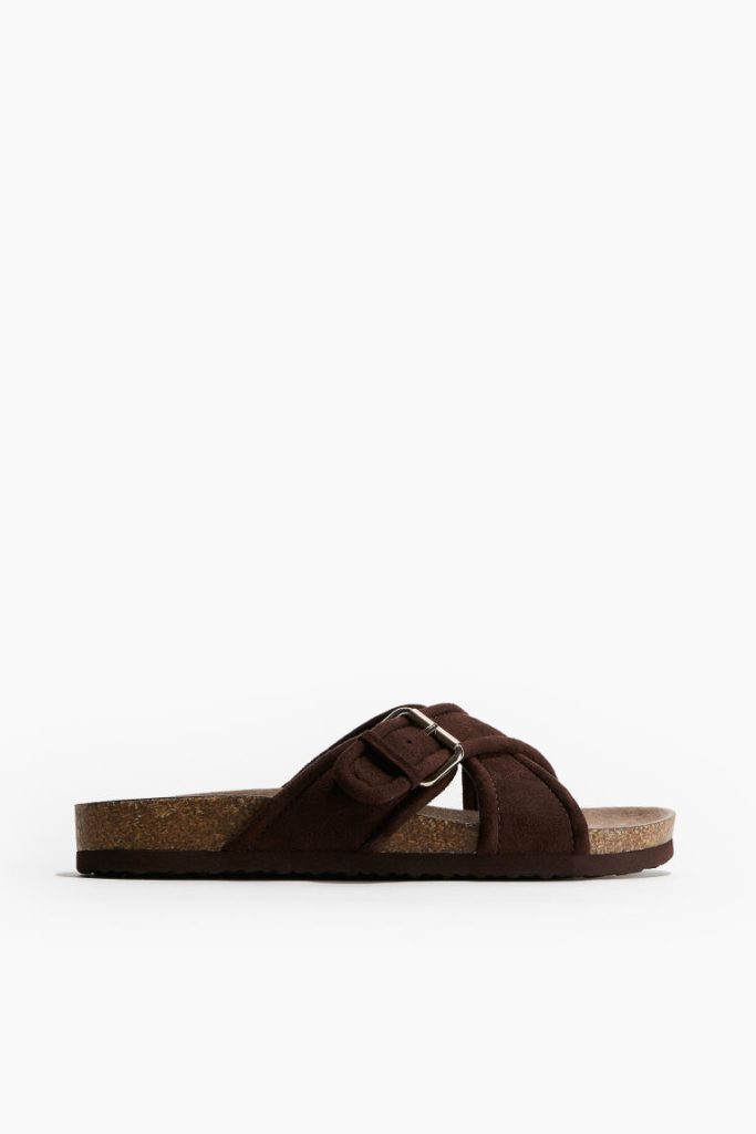 H & M - Slippers met gekruiste voetband - Beige