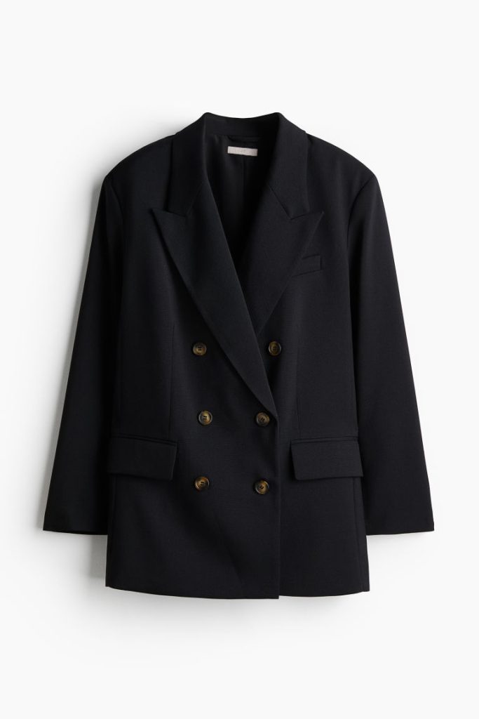 H & M - Oversized double-breasted blazer - Zwart