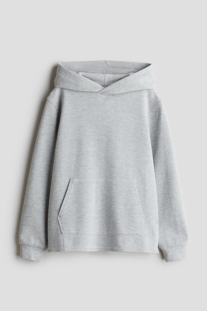 H & M - Capuchonsweater van wafeltricot - Grijs