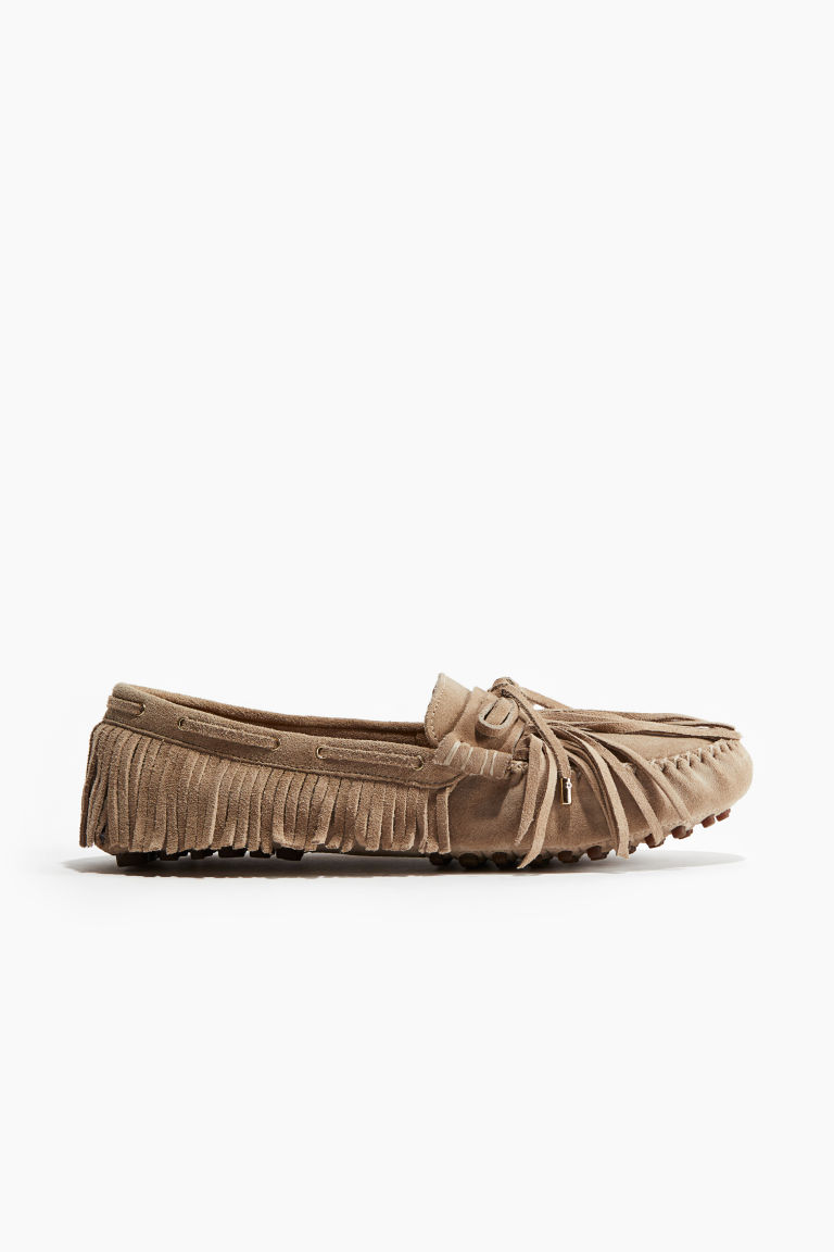 H & M - Suède loafers met franje - Beige