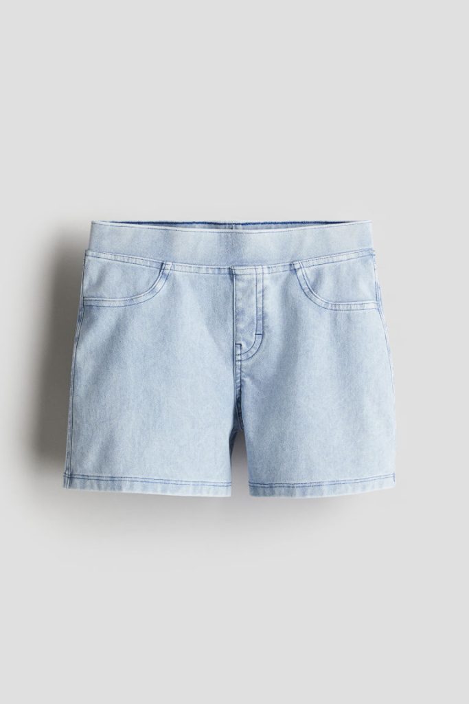 H & M - Tricot short met denimlook - Blauw