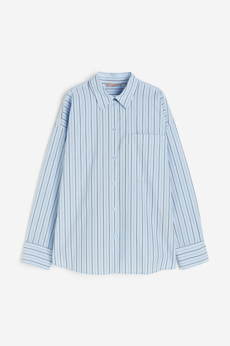 H & M - Katoenen overhemdblouse - Blauw